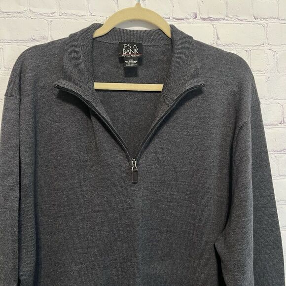 Jos A Bank Merino Wool Sweater Men’s XXL, 2XL 1/4 Zip Pullover Gray Long sleeve - Picture 1 of 10